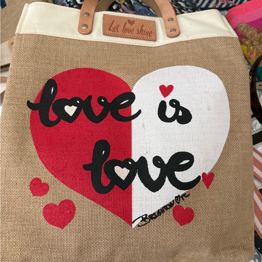 Brighton Tan Heart Design Tote Bag